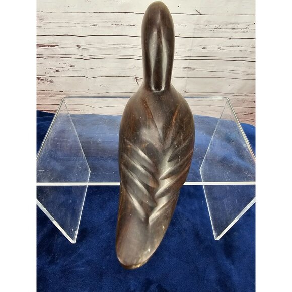 Duck Decoy Wooden Solid‎ Smooth Dark Wood 7" long by 4" tall - Picture 6 of 10